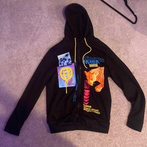 Black zip up street wear jaguar hoodie